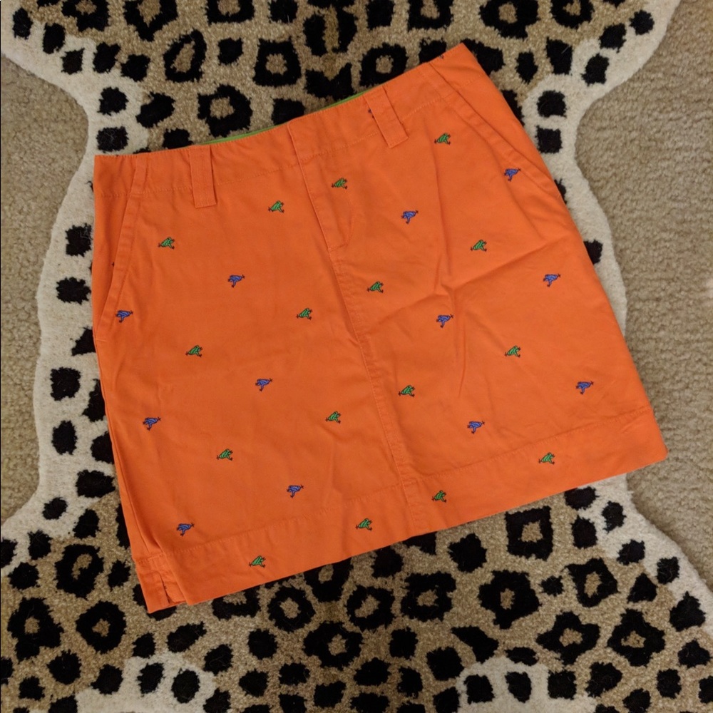 Lilly Pulitzer Orange Golf Mini Skirt w Frogs Sz 2